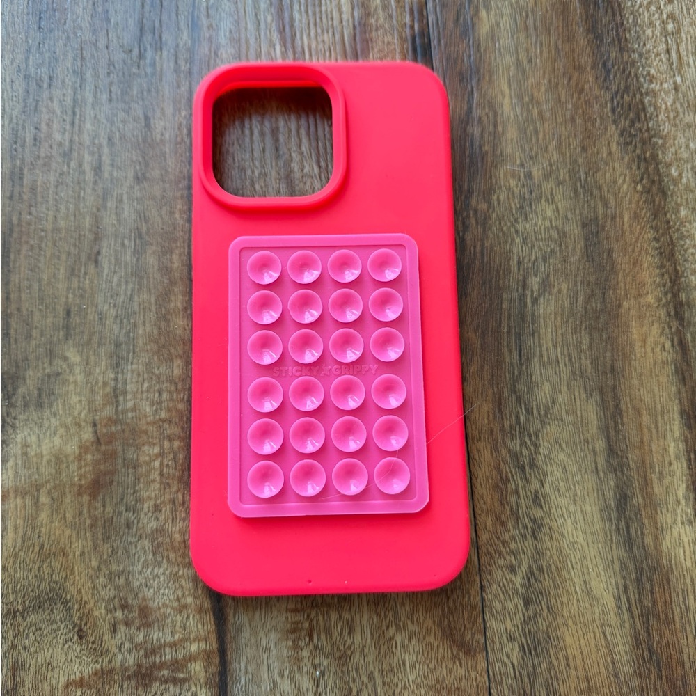 Vibrant Red Silicone Phone Case with Octobuddy iPhone 14 Pro Max